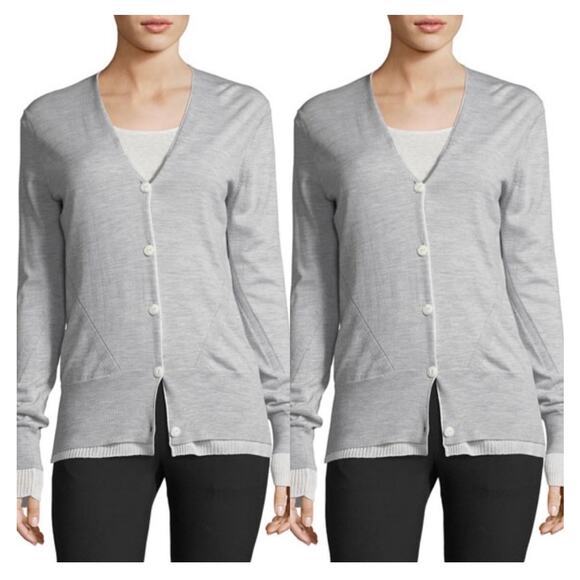 Rag & Bone Alyssa Merino Wool Cardigan Gray Size Medium Lightweight Button Chic - Picture 2 of 13